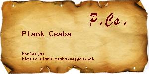 Plank Csaba névjegykártya